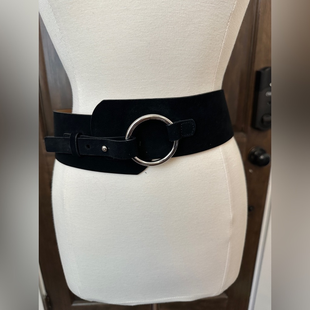 Rebecca Minkoff Black Belt with Silver Buckle